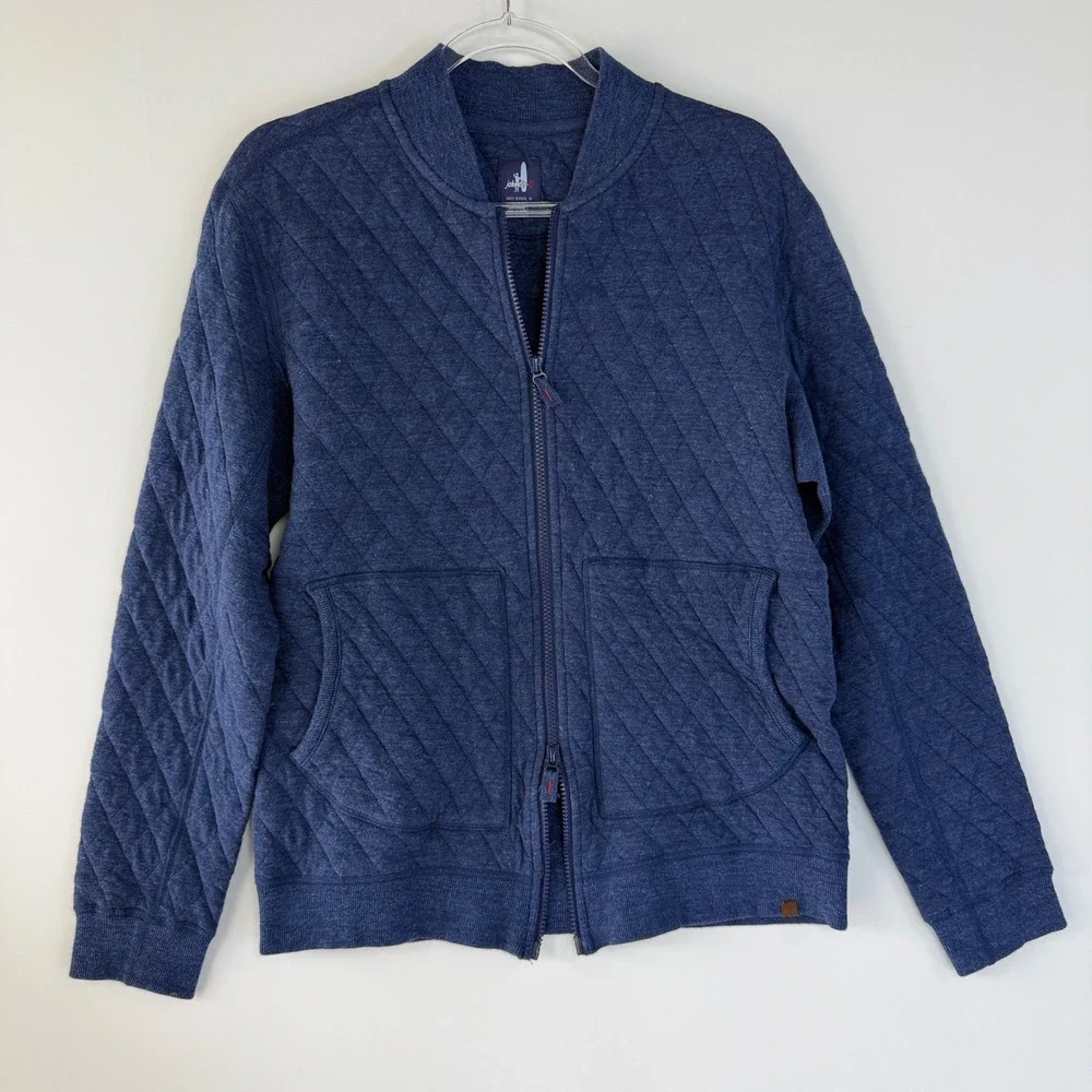 Johnnie-O Bently Quilted Baseball Jacket Mens Medium Wake Blue JMJK1830